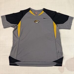 Nike Missouri Tigers Mizzou Shirt Mens Large Gray /Black/Yellow Short Sleeve SEC